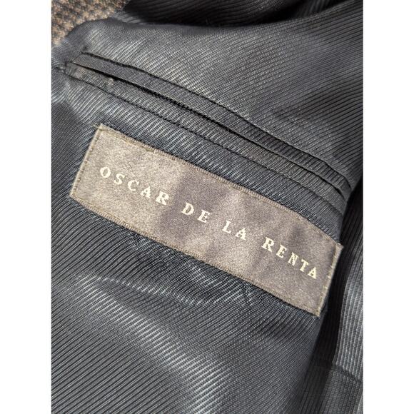OSCAR DE LA RENTA! BLACK & DOVE GRAY WOOL MICRO PLAID JACKET, SPORT COAT! SZ 42R - Picture 8 of 10